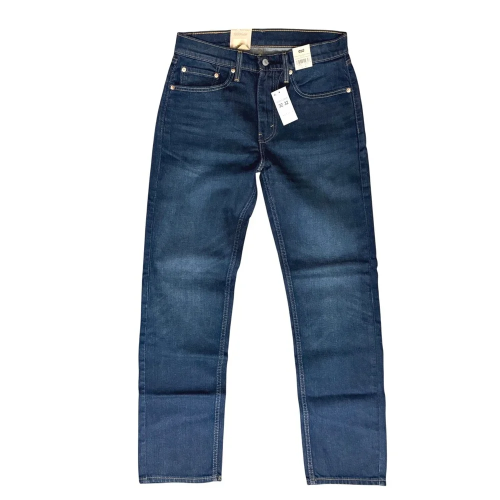 New Levi's 505 Regular Fit Jeans Mens 32x32 Dark Wash Stretch Straight Leg
